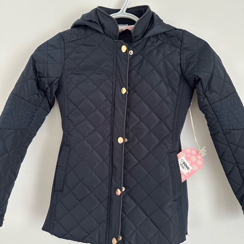 Ci Sono Kids Quilted Navy Jacket with Gold Accents size 8